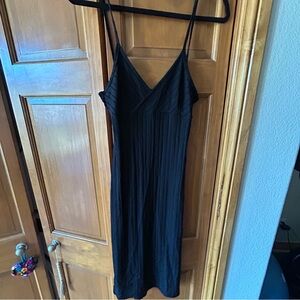 Chic Black Midi Dress with Spaghetti Straps